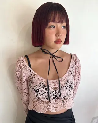 カラー ブリーチカラー🎀 韓国風/寺門美優のヘアスタイル