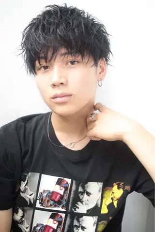 ショート カラー パーマ メンズ 赤み消し🌿 透明感カラー🫧のヘアスタイル