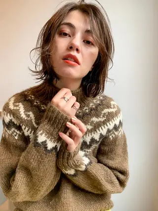 ミディアム パーマ カラー CEINE＋ officialのヘアスタイル