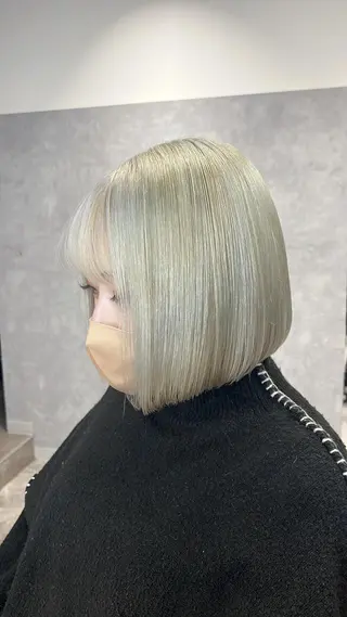 ミディアム カラー mimiiy梅田 中崎町ハイトーンのヘアスタイル