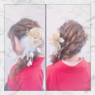 セミロング ヘアアレンジ ヘアセット/着付け 𓇼 松本 夏美𓇼のヘアスタイル