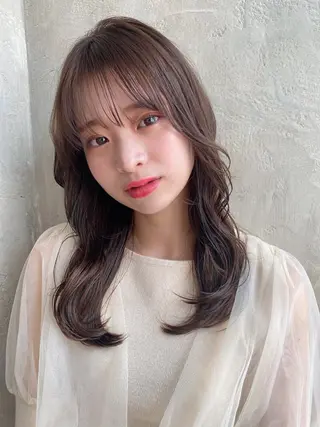 セミロング カラー 顔周り/くびれヘア 韓国ヘア💕風間るなのヘアスタイル