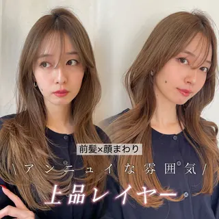 セミロング カラー レイヤー×顔周 り×髪質改善/MIUのヘアスタイル