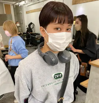 ショート 森貴裕/ベージュ/ パーマ/オリーブのヘアスタイル