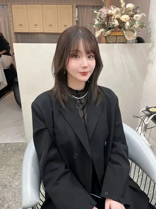 セミロング カラー 韓国ハッシュカット/ 新宿/髪質改善/岡崎のヘアスタイル