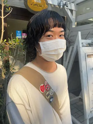 ミディアム パーマ メンズ アトム/ウルフ パーマ/レイヤーのヘアスタイル