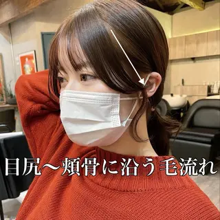 セミロング カラー 顔周りカット× 髪質改善【リョウ】のヘアスタイル