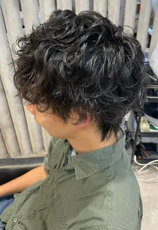 ミディアム パーマ メンズ 骨格整形カット/ ショート✂️堀夢哉のヘアスタイル