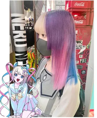 ミディアム カラー GARU-ガル-所属・TSUNO🦖 派手髪/オタク美容師のヘアスタイル