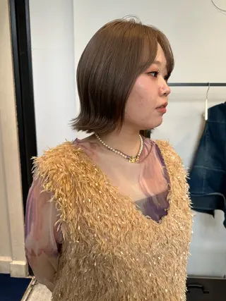 ミディアム カラー ボブ ロングモデル shoのヘアスタイル