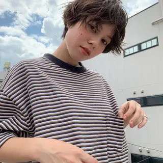 ショート パーマ パーマ/透明感カラー /ボブ/吉田一生のヘアスタイル