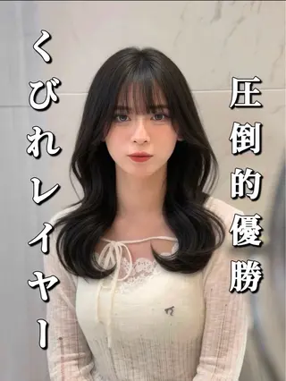 セミロング 韓国ヘア/レイヤー/ 透明感カラー/SHUのヘアスタイル