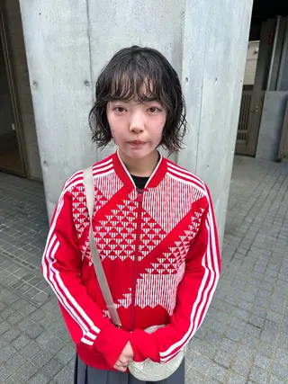 ショート パーマ パーマ/透明感カラー /ボブ/吉田一生のヘアスタイル