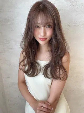 ミディアム カラー 木屋元一/透明感 /前髪/韓国ヘアのヘアスタイル