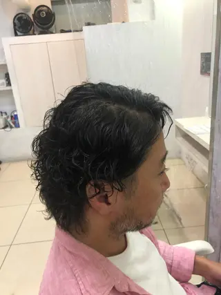 ショート パーマ メンズ 髪質改善× ハイライト溝江のヘアスタイル