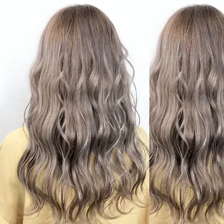 ミディアム カラー JuNブリーチに 縮毛矯正するプロのヘアスタイル