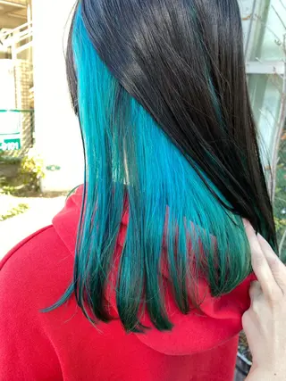 セミロング カラー エクステ／インナー カラー 礒野朱里のヘアスタイル