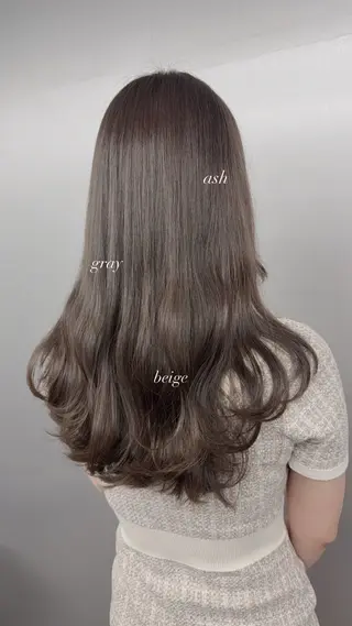 ロング カラー 透明感カラー グレージュ/あいのヘアスタイル
