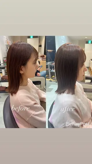 ミディアム カラー 大人女性ぼかし メンズ強化🦙平作のヘアスタイル