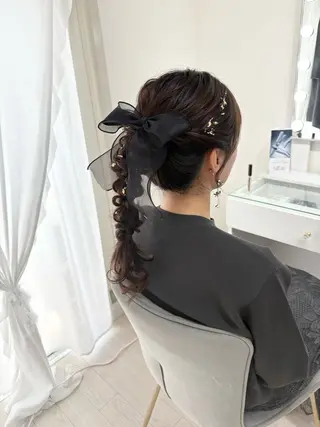 ミディアム ヘアアレンジ ヘアセットサロン /上坪愛美のヘアスタイル