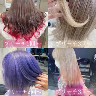 セミロング カラー メンズ JuNブリーチに 縮毛矯正するプロのヘアスタイル