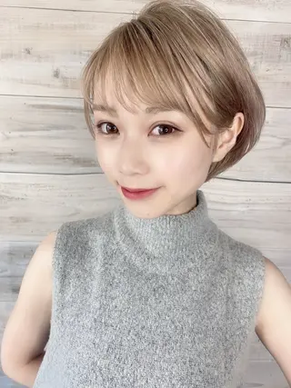 ショート 平塚/顔周りレイヤー /寒色/きゅうとのヘアスタイル