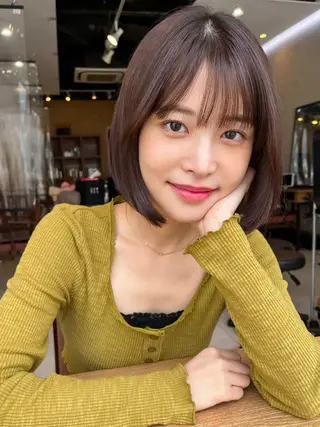 ミディアム カラー 🌱小顔ヘア/ボブ ミディアム/双葉🌱のヘアスタイル