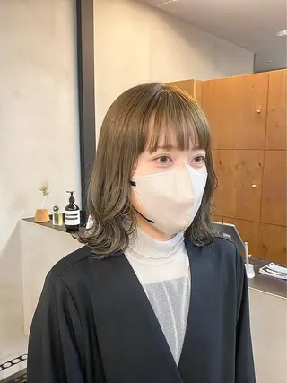 ミディアム カラー パーマ ヘアアレンジ ハル🌸柔色/ ブリーチなし/艶髪のヘアスタイル