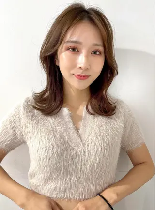 セミロング カラー 【韓国ヘア×透明感 カラー】笹谷 莉未のヘアスタイル