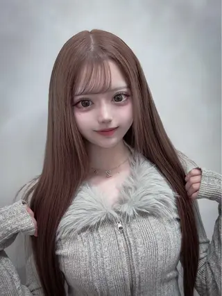 ロング カラー ハイトーン/ 縮毛矯正のヘアスタイル