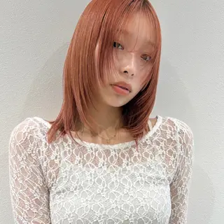 ミディアム カラー 🍊暖色×顔周り 🍊cocoroのヘアスタイル