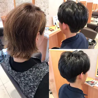 ショート ミディアム カラー パーマ レイヤーカット匠 イソザキノリユキのヘアスタイル