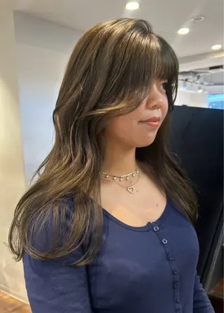 セミロング カラー パーマ メンズ レイヤー/透明感/ ブリーチなし/わかなのヘアスタイル