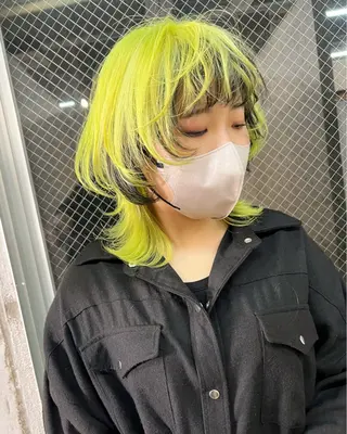 ミディアム カラー ヘアアレンジ lani ブリーチ /ダブルカラーのヘアスタイル