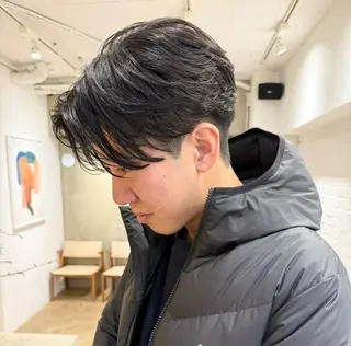 ミディアム パーマ メンズ メンズカット 田形清流のヘアスタイル