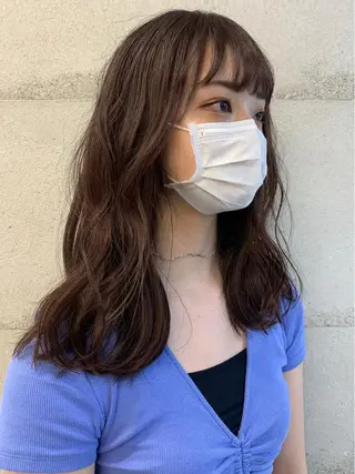 ミディアム カラー 透明感/オリーブ/ グレージュ/YUKAのヘアスタイル