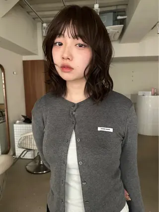 ミディアム パーマ ボブ/似合わせ レイヤーcocomoのヘアスタイル