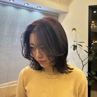 ミディアム カラー 池田 晴乃のヘアスタイル