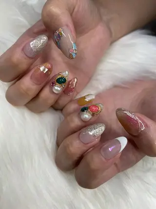 ロング カラー ヘアアレンジ キッズ ネイル マツエク・マツパ 福田 加奈のネイルデザイン