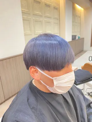 カラー メンズ スパイラル波巻き パーマ井本汰壱のヘアスタイル