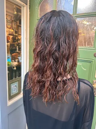 ミディアム パーマ 清水千優/パーマ/透 明感カラー/メンズのヘアスタイル