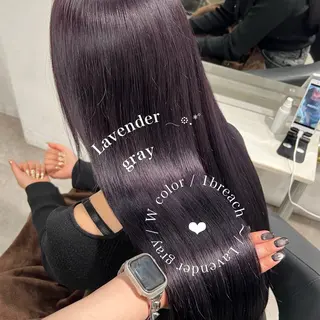 ロング カラー 暗髪🩶ラベンダー/ ブルー/ユウナ🤍のヘアスタイル