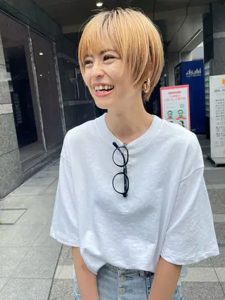 ショート 🎀大川 錬🎀 ブリーチなしWカラーのヘアスタイル