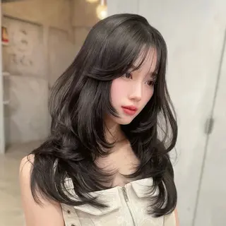 ミディアム カラー モテ韓国ヘア/ レイヤー🤍RIKAのヘアスタイル