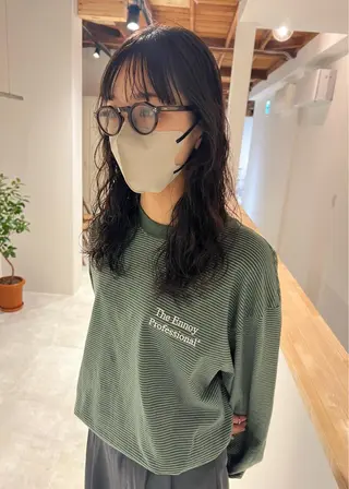 セミロング パーマ io所属・io濱川 遥のヘアスタイル