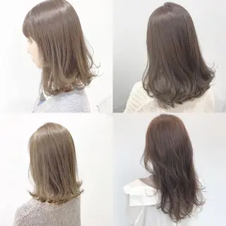 ミディアム カラー レイヤーカット 透明感カラーのヘアスタイル
