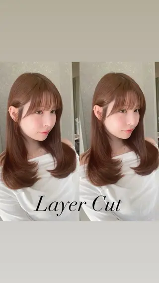 セミロング 山本翔一郎 韓国顔周りレイヤーのヘアスタイル