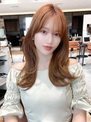 セミロング カラー 顔周り/くびれヘア 韓国ヘア💕風間るなのヘアスタイル