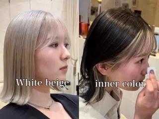 ミディアム カラー ブリーチなしダブル カラー縮毛矯正　下野のヘアスタイル