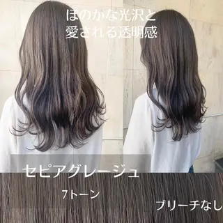 セミロング カラー ヘアアレンジ ✨艶髪✨透明感✨ 山内大樹のヘアスタイル